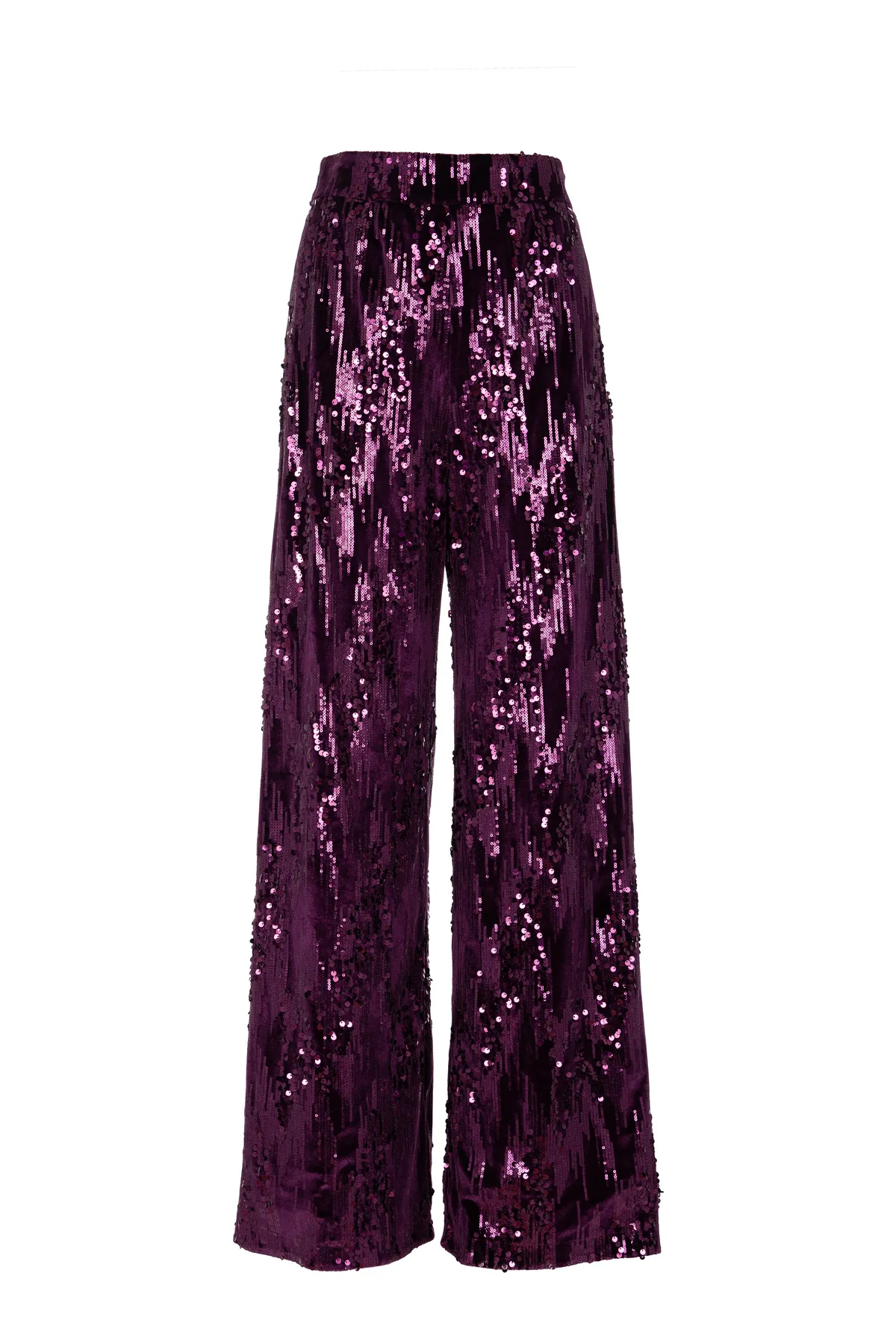 Pantalone širokih nogavica sa prošivenim šljokicama 