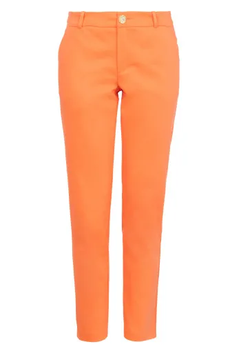 Ženske pantalone ravnog kroja sa gajkama na pojasu 
