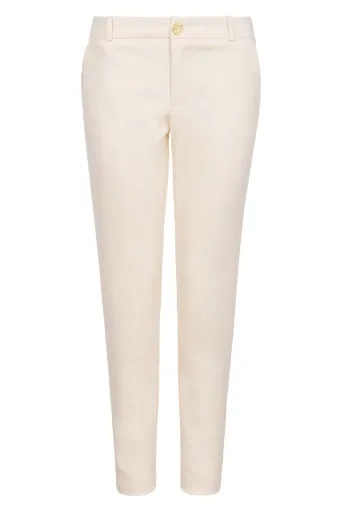 Ženske pantalone ravnog kroja sa gajkama na pojasu 
