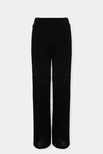 Pamučne pantalone širokog kroja sa teksturom