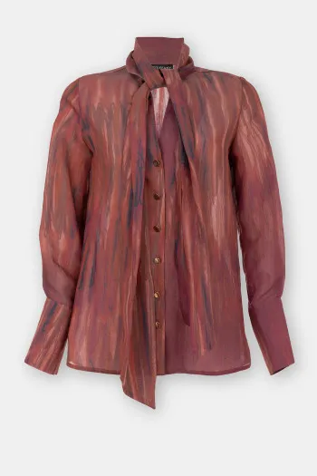 Bluza od viskoze sa mašnom i dezenom 