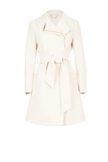 Ženski kaput na preklop sa rajsferšlus kopčanjem