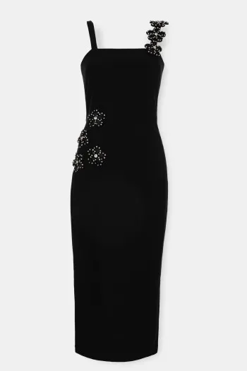 Elegantna haljina sa cvetnim aplikacijama 